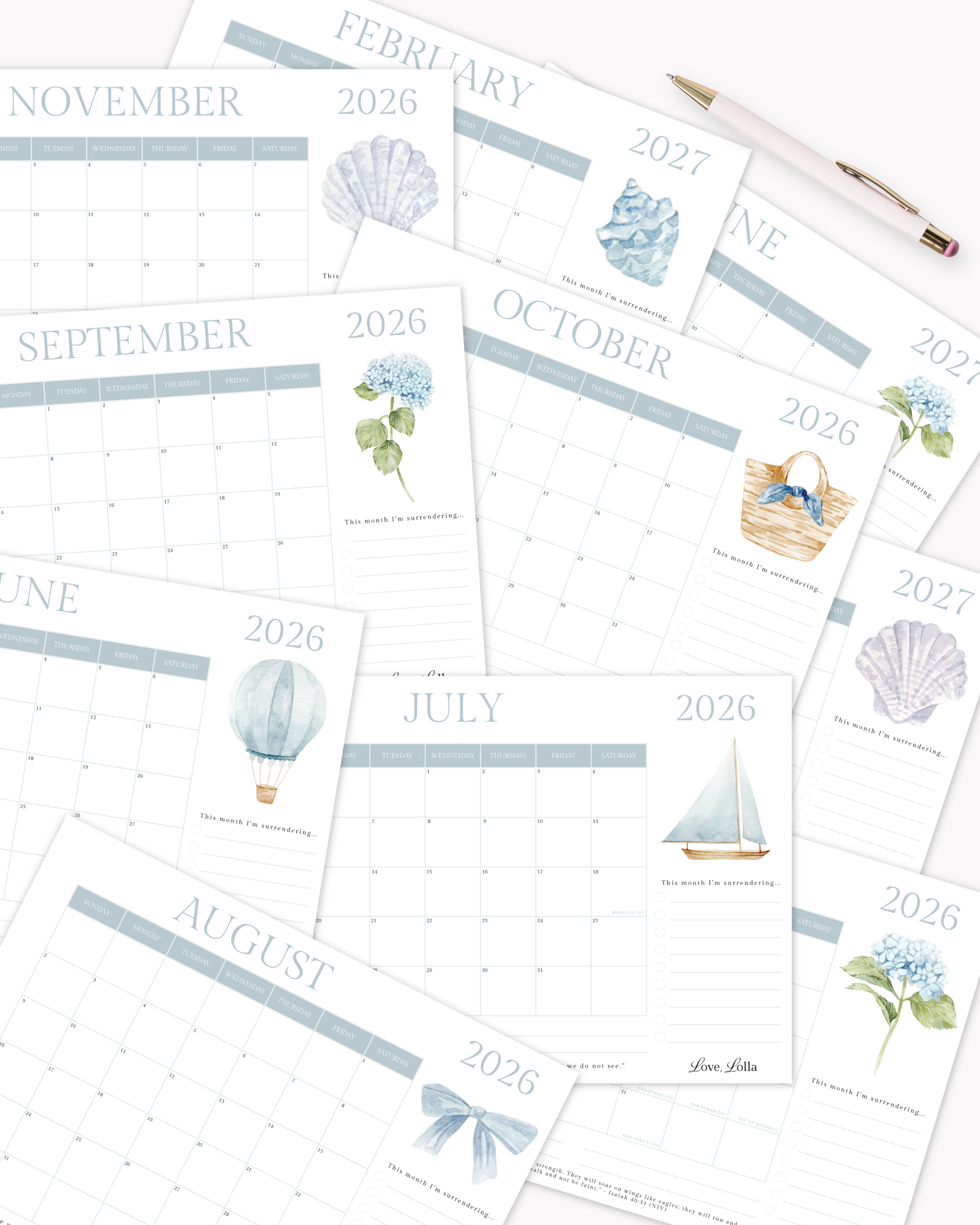 Love, Lolla Printable Calendar Collection