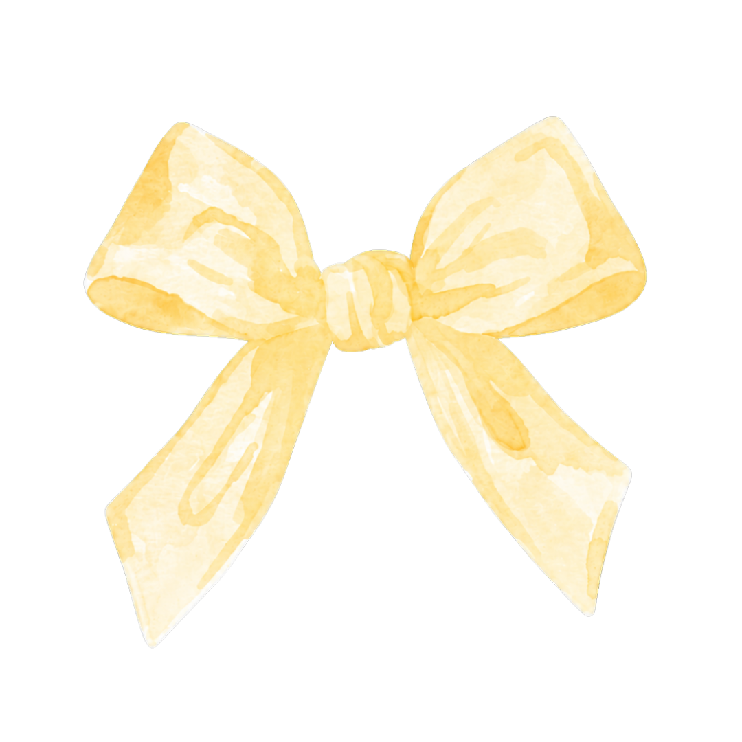 Yellow bow on a white background