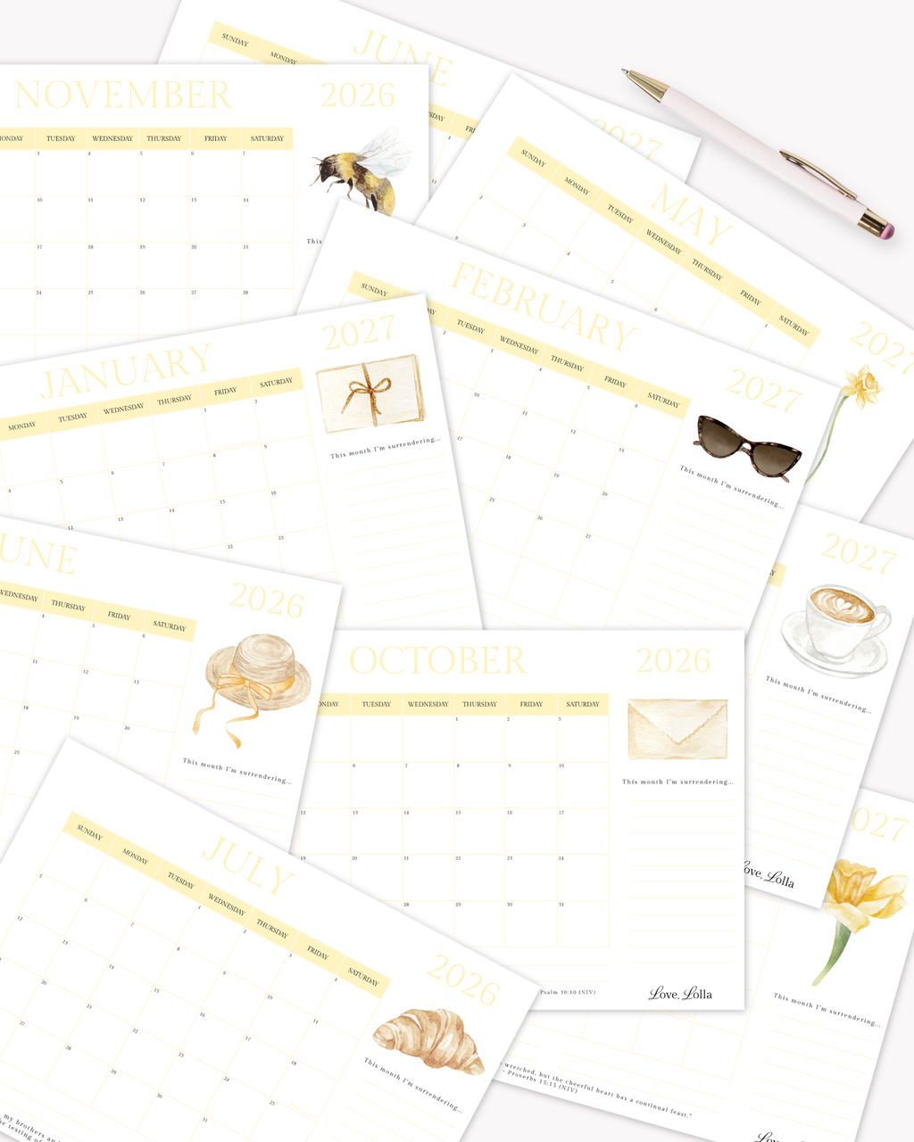 Love, Lolla Printable Calendar Collection